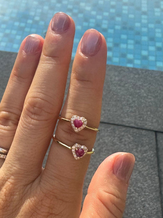 Mini Heart Ring with Diamond Halo